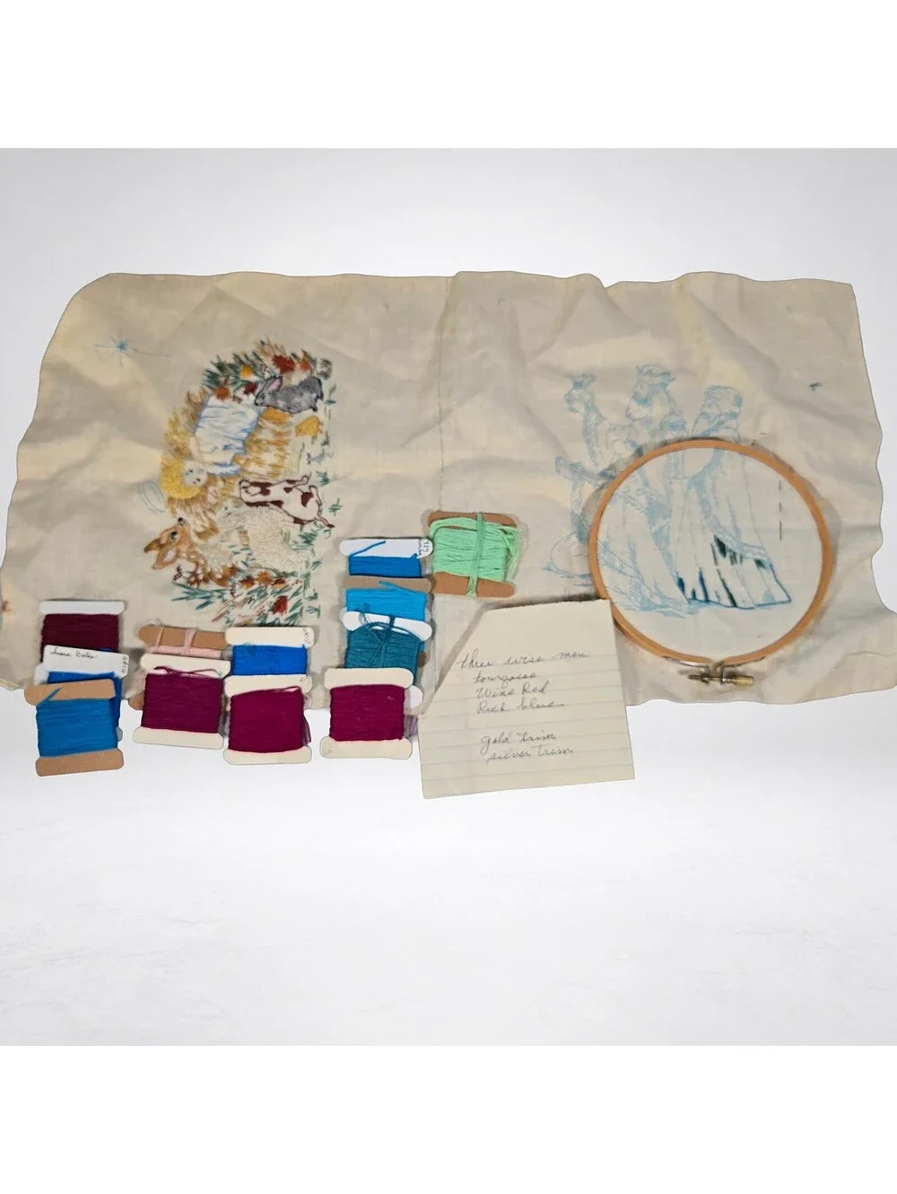 Vintage Nativity Crewel Embroidery Kit with Floss